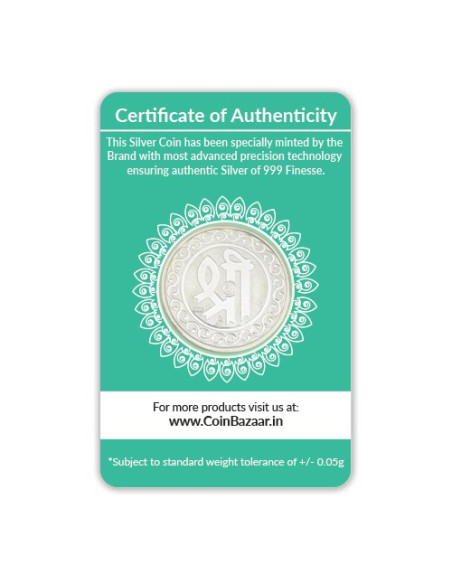 Goddess Sarswati Silver Coin of 5 Gram in 999 Purity / Fineness