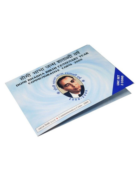 Homi Bhabha Birth Centenary Year 2009  Commemorative Proof Set 2 Silver Coins 
