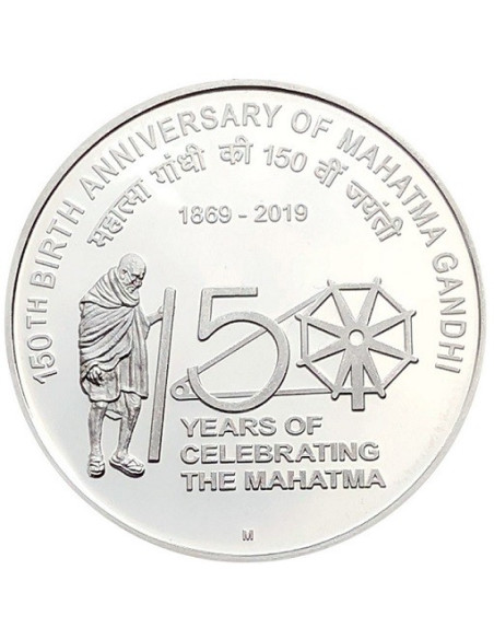 150 th Birth Anniversary of Mahatma Gandhi Silver Coin of 40 grams in 999 Purity 