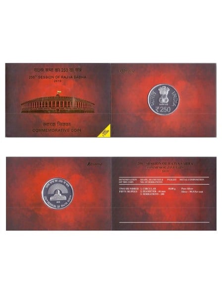 250 th Session of Rajya Sabha Silver Coin of 40 grams in 999 Purity 