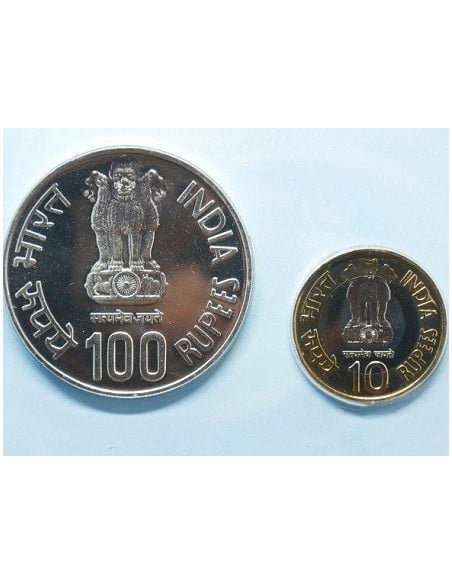 Homi Bhabha Birth Centenary Year 2009 Proof Set 2 Commemorative Silver Coins 