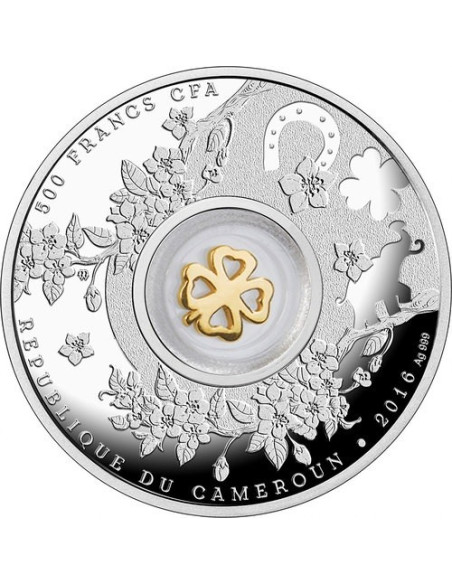 Seven Four leaf Clovers 2016 14.14 gms  999 Purity By Republic of Cameroon
