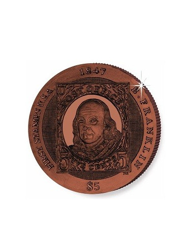 Benjamin Franklin Brown Titanium Stamp Coin 2007  10 grams 0.99 Purity By British Virgin Islands