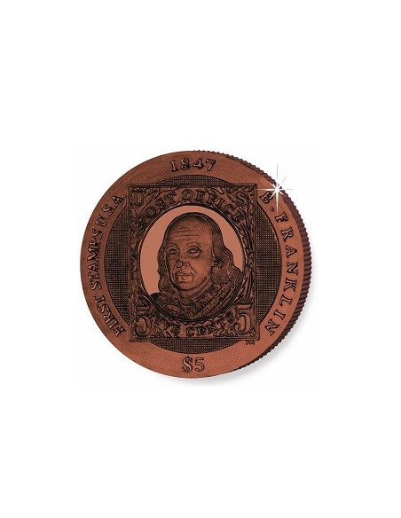 Benjamin Franklin Brown Titanium Stamp Coin 2007  10 grams 0.99 Purity By British Virgin Islands