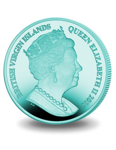 The Powerful Great White Shark Turquoise Titanium Coin 2016 10 grams 0.99 Purity By British Virgin Islands