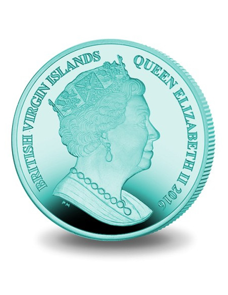 The Powerful Great White Shark Turquoise Titanium Coin 2016 10 grams 0.99 Purity By British Virgin Islands