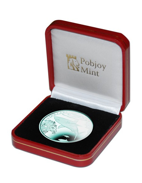 The Powerful Great White Shark Turquoise Titanium Coin 2016 10 grams 0.99 Purity By British Virgin Islands