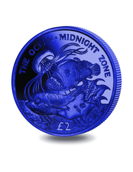Ocean Zones Midnight Zone Dark Blue Titanium Coin 2016 10 grams 0.99 Purity By South Georgia And South Sandwich Islands