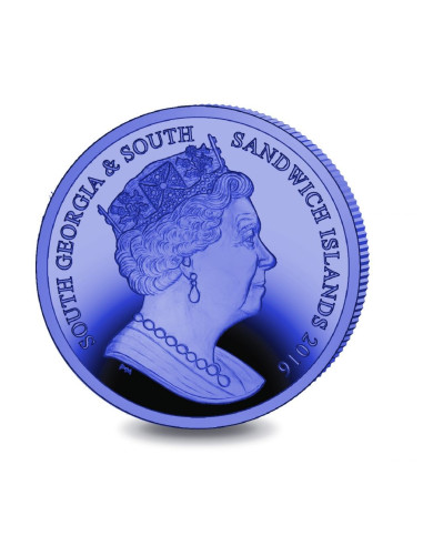 Ocean Zones Midnight Zone Dark Blue Titanium Coin 2016 10 grams 0.99 Purity By South Georgia And South Sandwich Islands