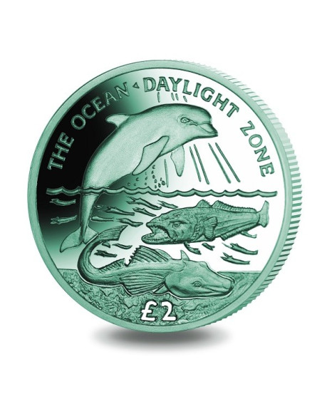 Ocean Zones Daylight Zone Turquoise Titanium Coin 2016 10 grams 0.99 Purity By South Georgia And South Sandwich Islands