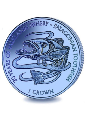Patagonian Toothfish Blue/Green Titanium Coin 2017  10 grams 0.99 Purity By British Virgin Islands