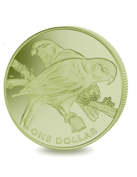 Collared Lory Green Titanium Coin 2017  10 grams 0.99 Purity By British Virgin Islands