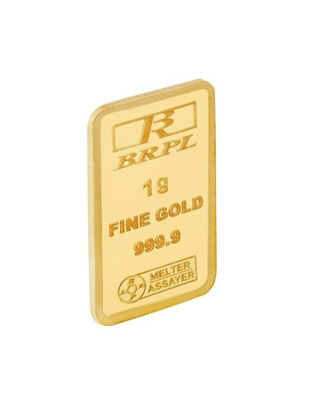Bangalore Refinery Gold Bar Of 1 Grams in 24 Karat  999.9 Purity / Fineness