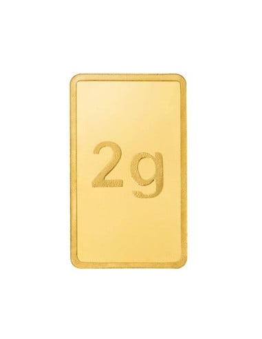 Bangalore Refinery Gold Bar Of 2 Grams in 24 Karat  999.9 Purity / Fineness