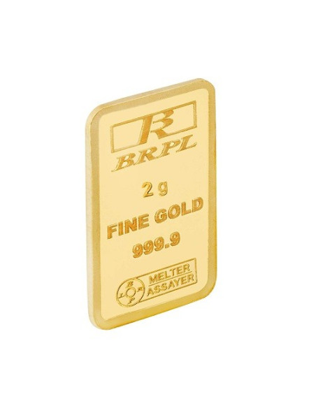 Bangalore Refinery Gold Bar Of 2 Grams in 24 Karat  999.9 Purity / Fineness