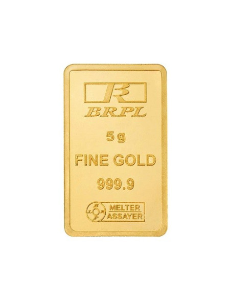Bangalore Refinery Gold Bar Of 5 Grams in 24 Karat  999.9 Purity / Fineness