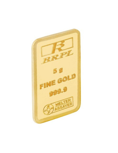 Bangalore Refinery Gold Bar Of 5 Grams in 24 Karat  999.9 Purity / Fineness