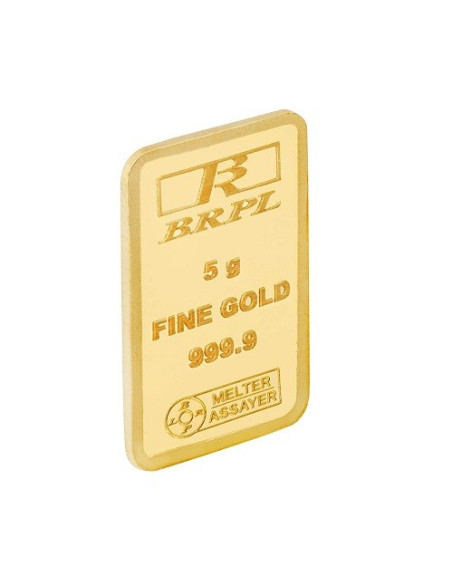 Bangalore Refinery Gold Bar Of 5 Grams in 24 Karat  999.9 Purity / Fineness