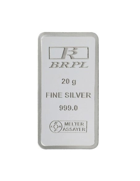 Bangalore Refinery Silver Bar Of 20 Grams in 999 Purity / Fineness