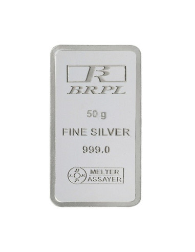 Bangalore Refinery Silver Bar Of 50 Grams in 999 Purity / Fineness