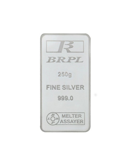 Bangalore Refinery Silver Bar Of 250 Grams in 999 Purity / Fineness