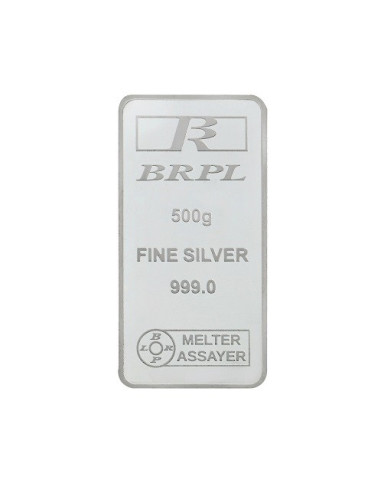 Bangalore Refinery Silver Bar Of 500 Grams in 999 Purity / Fineness