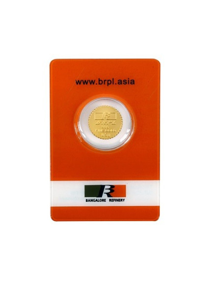 BRPL Bangalore Refinery Gold Coin Of 0.5 Grams in 24 Karat 999 Purity / Fineness