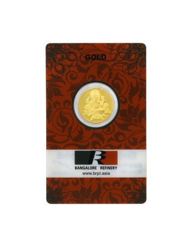 Bangalore Refinery Ganesh Gold Coin Of 4 Grams in 24 Karat  999 Purity / Fineness