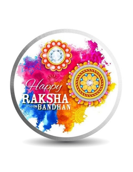 Mohur Color Raksha Bandhan Silver Coin of 10 gm in 999 Purity / Fineness