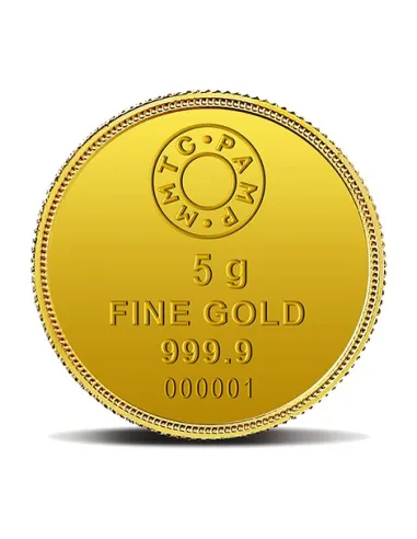 MMTC-PAMP Goddess Lakshmi Gold Coins of 5 Grams 24 Karat in 999.9 Purity / Fineness in Certi Card