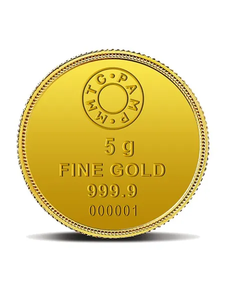 MMTC-PAMP Goddess Lakshmi Gold Coins of 5 Grams 24 Karat in 999.9 Purity / Fineness in Certi Card