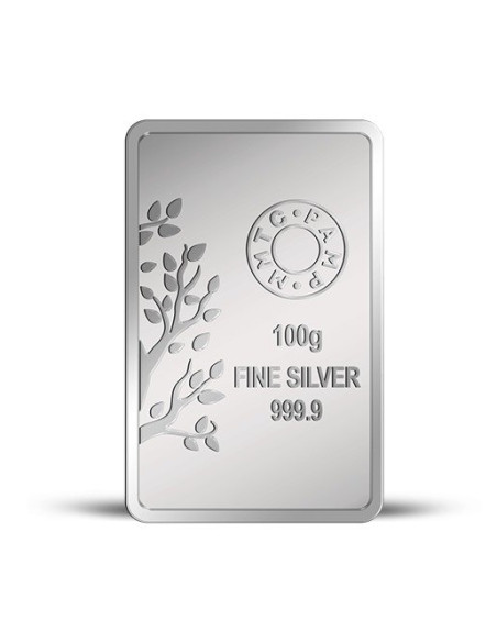 MMTC-PAMP Banyan Tree Silver Ingot Bar of 100 Gram in 999.9 Purity / Fineness in Certi Card
