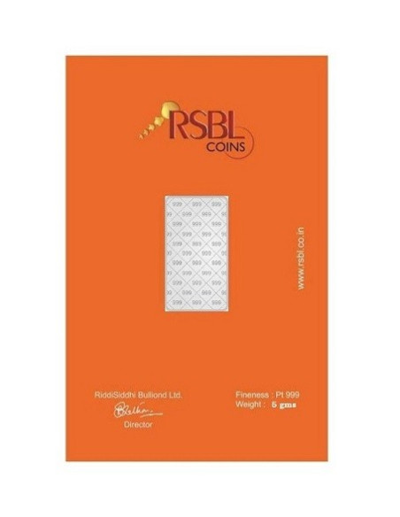 RSBL Platinum Bar Of 5 Gram 999 Purity Fineness