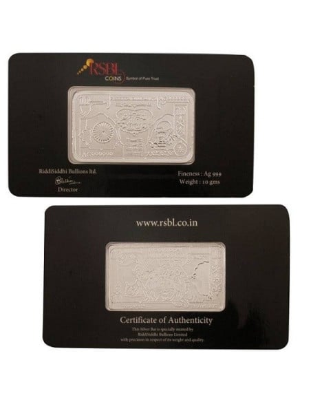 RSBL Silver Note of 10 Grams in 24Kt 999 Purity / Fineness