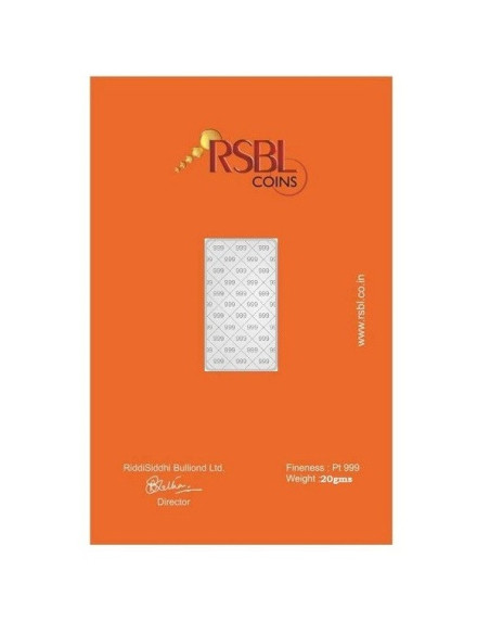 RSBL Platinum Bar Of 20 Gram 999 Purity Fineness