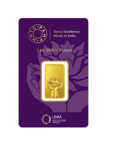 MMTC-PAMP Gold Ingot Bar of 10 Grams in 24 Karat  999.9 Purity / Fineness