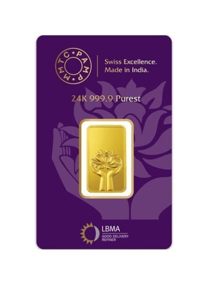 MMTC-PAMP Gold Ingot Bar of 10 Grams in 24 Karat  999.9 Purity / Fineness