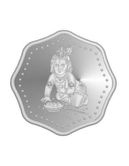 Omkar Mint Octagon Laddu Gopal Silver Coin Of 10 Grams in 999 Purity Fineness