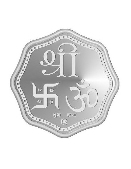 Omkar Mint Octagon Laddu Gopal Silver Coin Of 10 Grams in 999 Purity Fineness