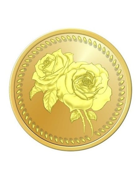 Omkar Mint Flower Gold Coin Of 2 Gram 24Kt Gold 999 Purity Fineness
