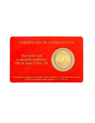 Tribhovandas Bhimji Zaveri & Sons Gold Coin Of 2 Gram 24Kt Gold 999 Purity Fineness