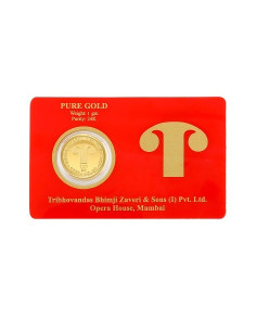 Tribhovandas Bhimji Zaveri Gold Coin Of 1 Gram 24Kt Gold 999 Purity Fineness