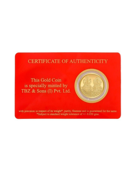 Tribhovandas Bhimji Zaveri Gold Coin Of 5 Gram 24Kt Gold 999 Purity Fineness