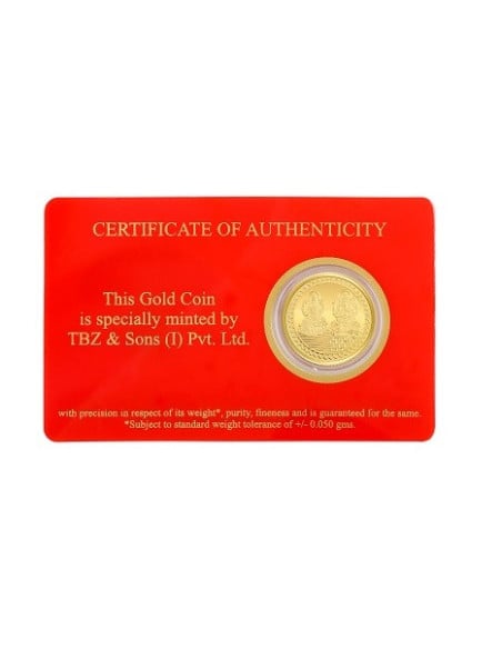 Tribhovandas Bhimji Zaveri & Sons Gold Coin Of 10 Gram 24Kt Gold 999 Purity Fineness