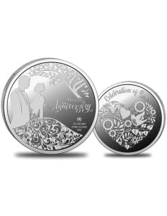 Omkar Mint Happy Anniversary Silver Coin of 10 Grams in 999 Purity Fineness