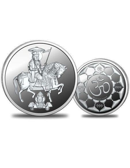 Omkar Mint Rama Peer Dev Silver Coin of 50 Grams in 999 Purity Fineness