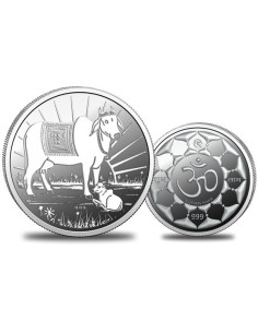 Omkar Mint Kamdhenu Mata Silver Coin of 5 Grams in 999 Purity Fineness