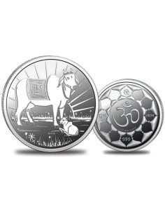 Omkar Mint Kamdhenu Mata Silver Coin of 5 Grams in 999 Purity Fineness