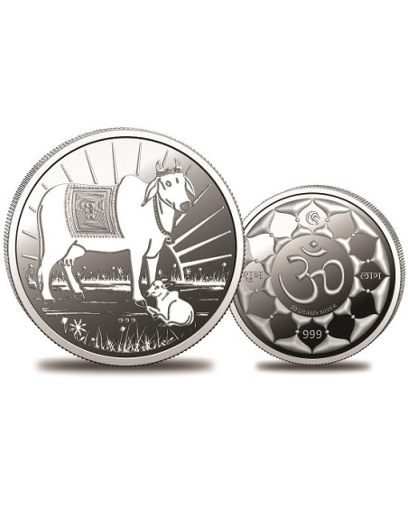 Omkar Mint Kamdhenu Mata Silver Coin of 20 Grams in 999 Purity Fineness