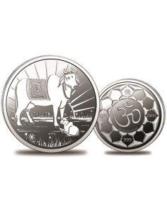Omkar Mint Kamdhenu Mata Silver Coin of 50 Grams in 999 Purity Fineness